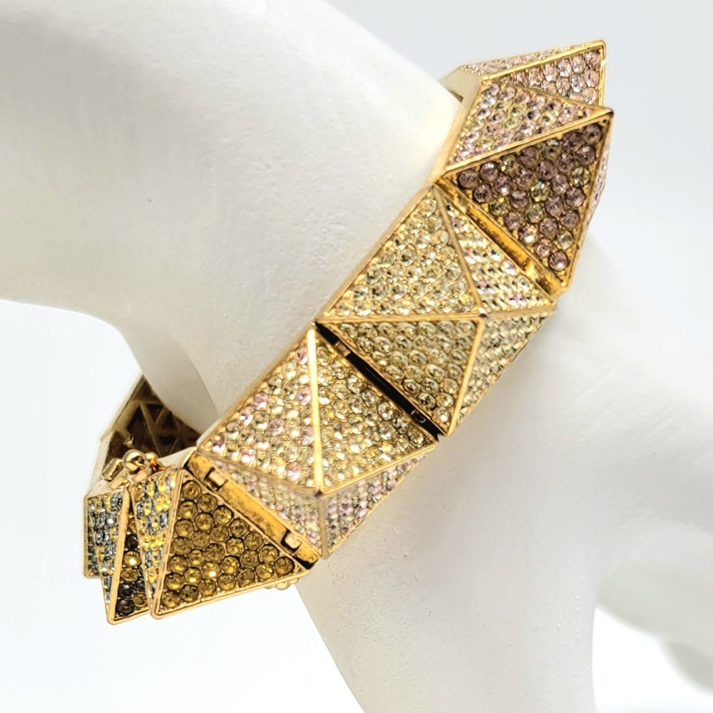 Eddie Borgo Ombre Diamond Swarovski Crystal Pyramid Spike Link Bracelet Gold